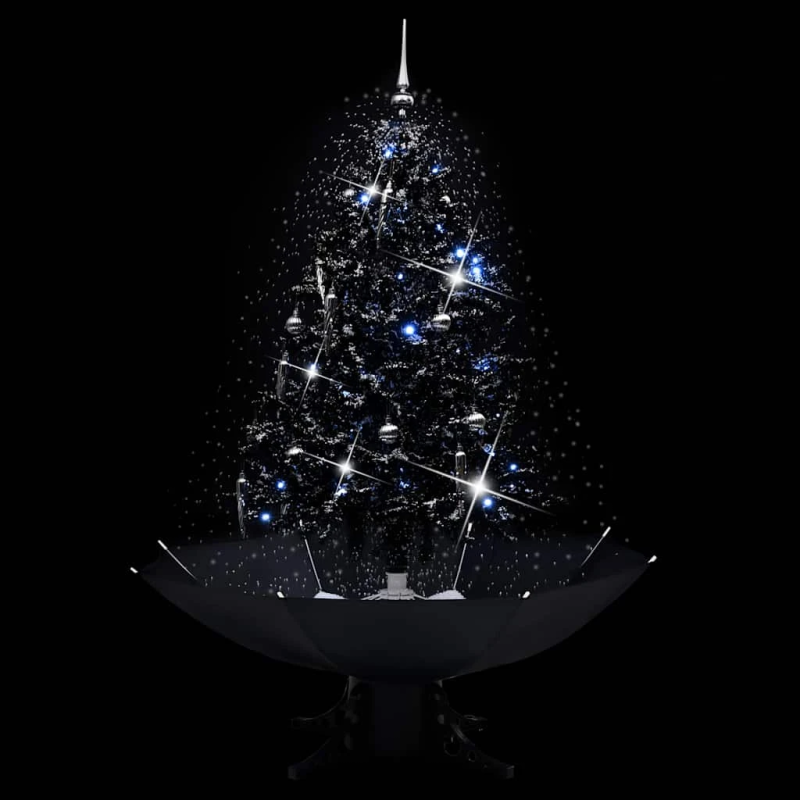 vidaXL mākslīgā Ziemassvētku egle ar pamatni, melna, 140 cm, PVC