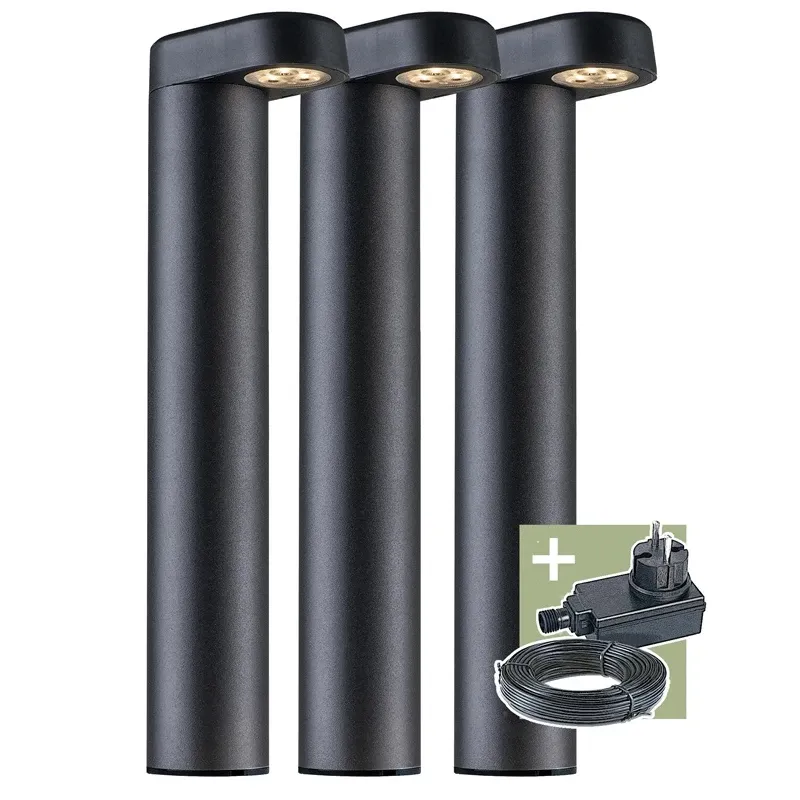 Savienojams āra apgaismojums Ludeco Oskar PL1023, 1.5W, LED, IP44, melna krās., 11 cm x 34.8 cm