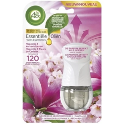 AIR WICK Essential Oils elektriskais gaisa atsvaidzinātājs ar magnoliju un ķiršu ziedu aromātu 19ml