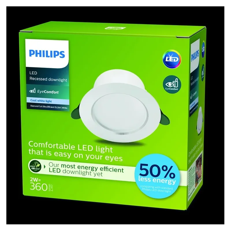 Lampa griesti Philips Diamond Cut Ultra 929004113131, 4000°K, LED, balta krās.