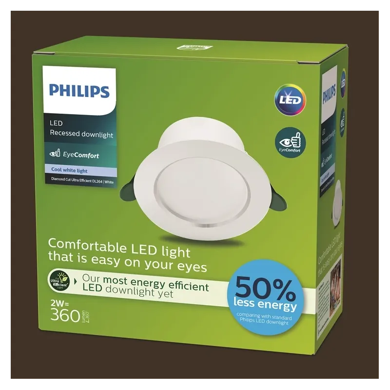 LED panelė įleidžiamas Philips Diamond. 2W. 4K. LED. baltas