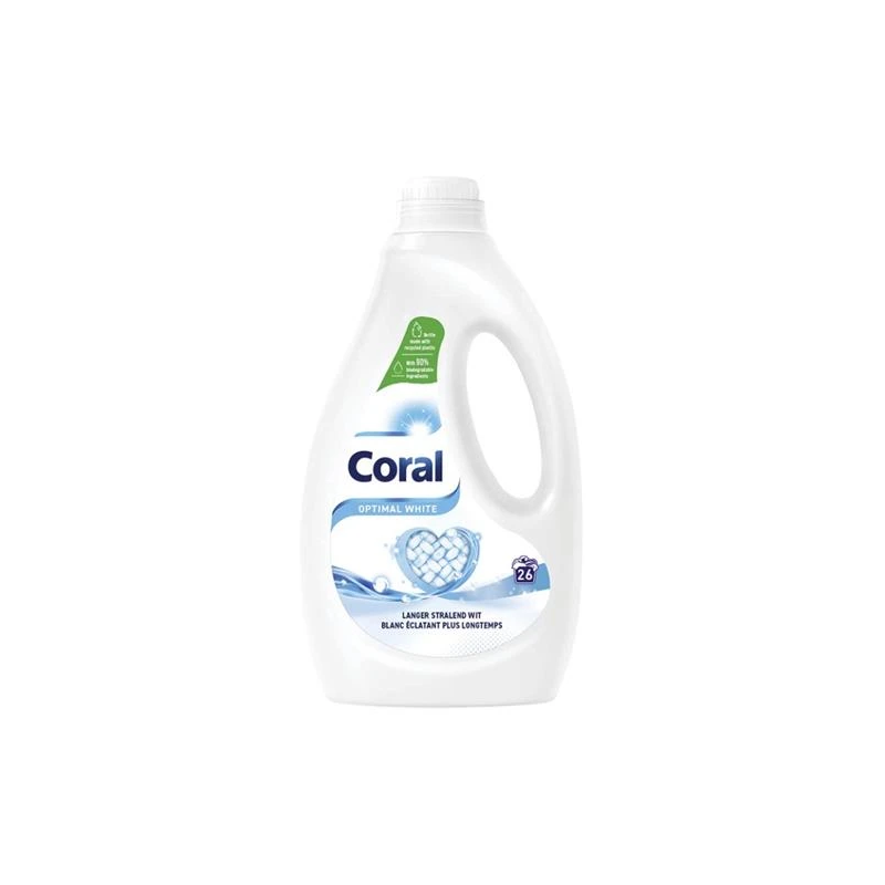 CORAL Optimal White veļas mazgāšanas līdzeklis baltai veļai ,26x, 1,17L
