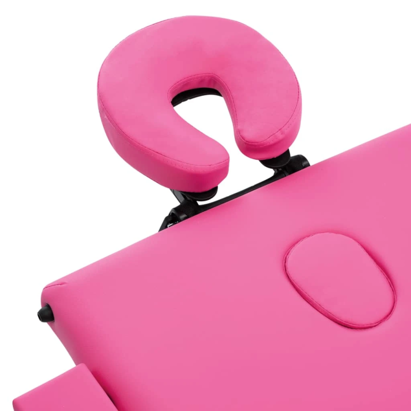 vidaXL saliekams masāžas galds, 3 daļas, koks, rozā