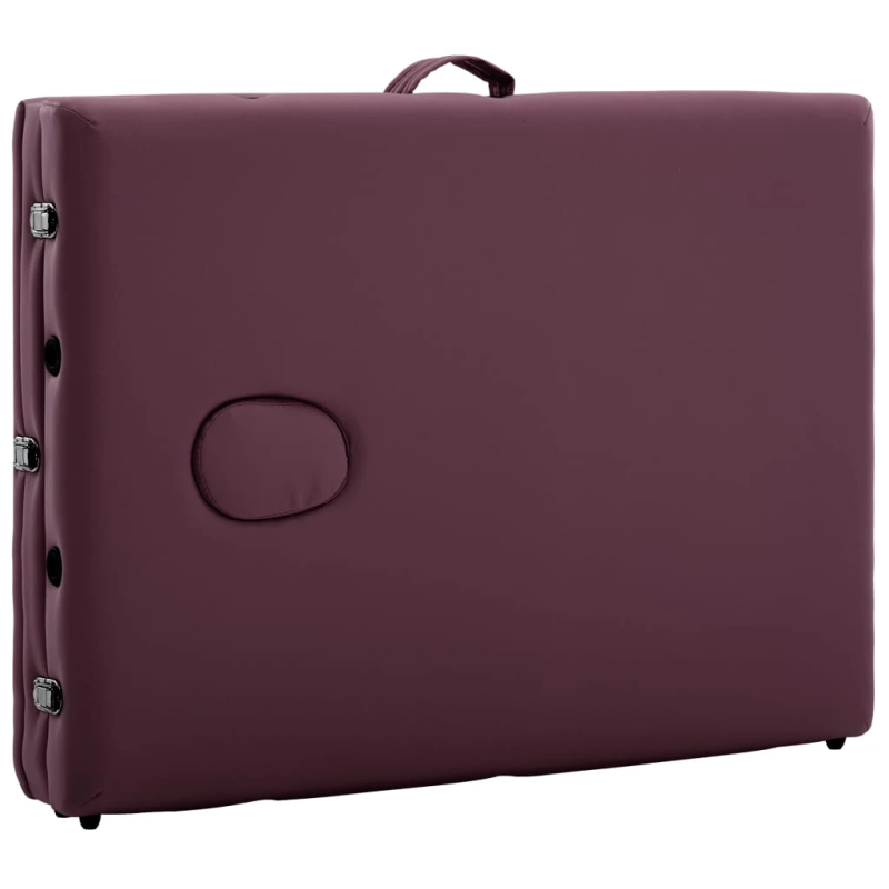 vidaXL saliekams masāžas galds, 3 daļas, koks, vīna violets