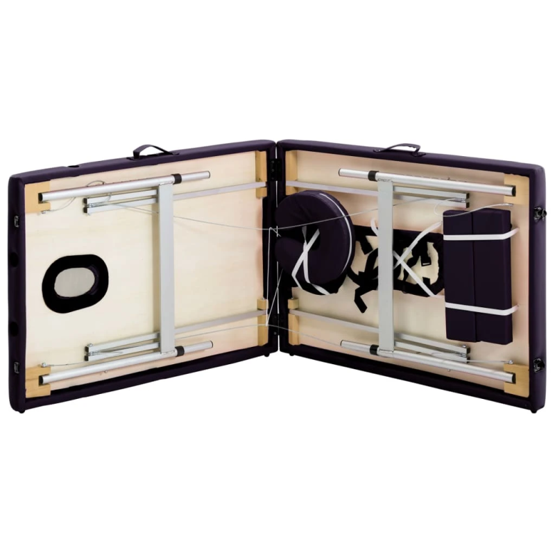 vidaXL saliekams masāžas galds, 2 daļas, alumīnijs, violets