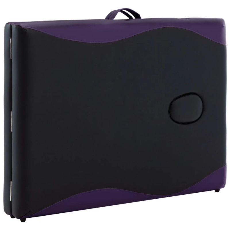 vidaXL saliekams masāžas galds, 2 daļas, koks, melns