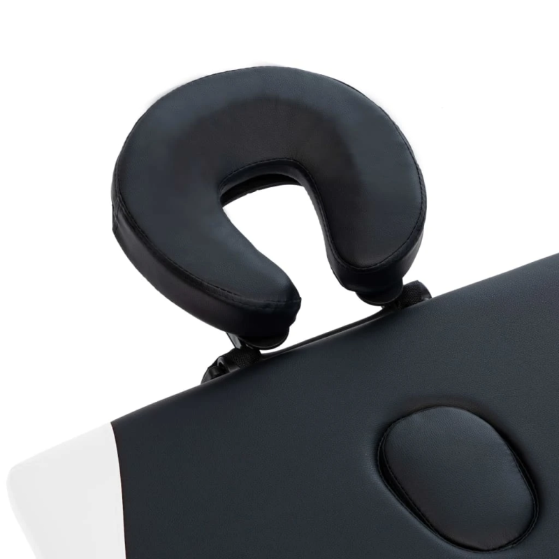 vidaXL saliekams masāžas galds, 2 daļas, alumīnijs, melns ar baltu