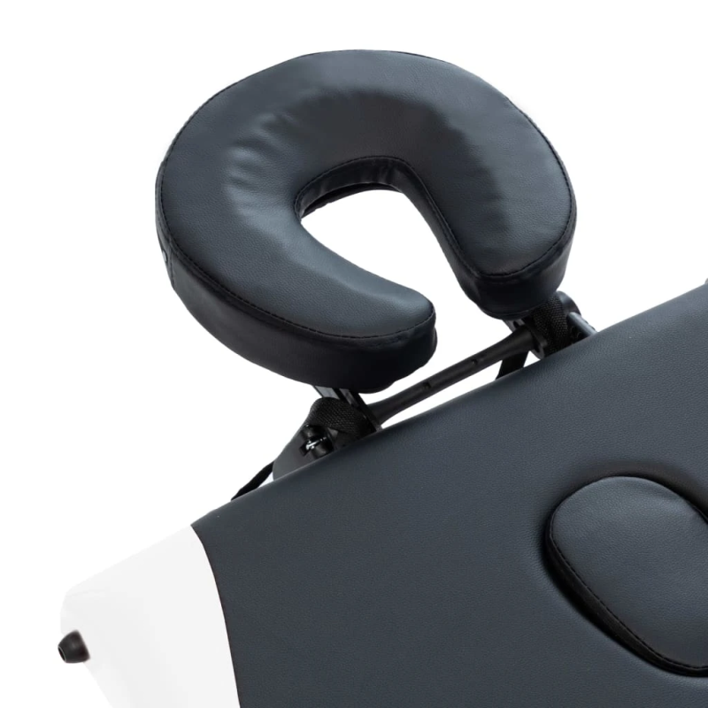 vidaXL saliekams masāžas galds, 3 daļas, alumīnijs, melns ar baltu