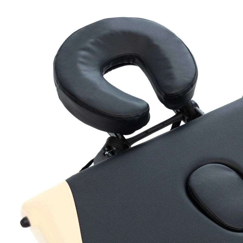 vidaXL saliekams masāžas galds, 3 daļas, alumīnijs, melns ar bēšu