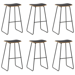 vidaXL bāra krēsli, 6 gab., melna mākslīgā āda