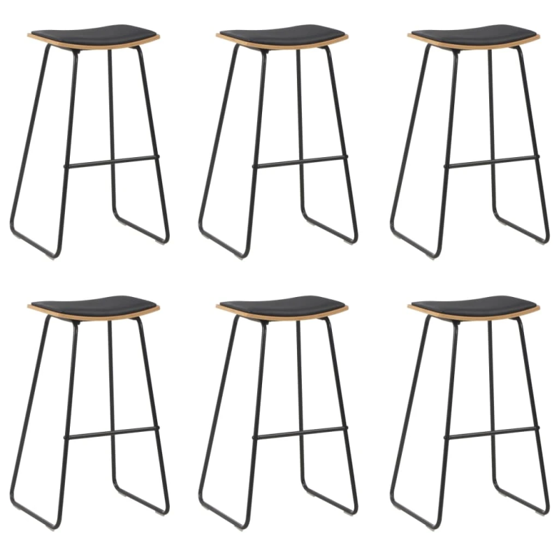 vidaXL bāra krēsli, 6 gab., melna mākslīgā āda