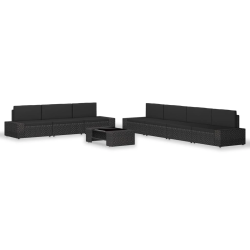 vidaXL 8-daļīgs dārza atpūtas mēbeļu komplekts, PE rotangpalma, melns