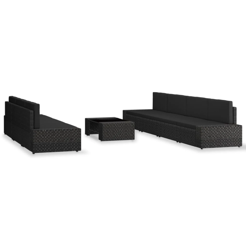 vidaXL 8-daļīgs dārza atpūtas mēbeļu komplekts, PE rotangpalma, melns