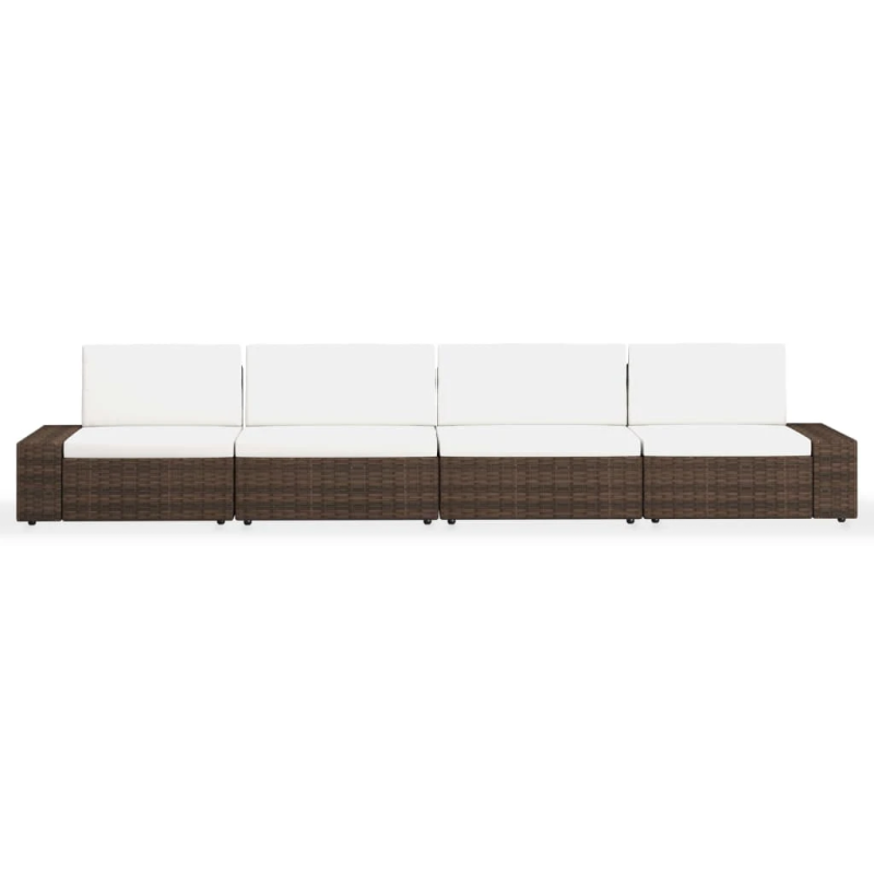 vidaXL 4-daļīgs dārza atpūtas mēbeļu komplekts, PE rotangpalma, brūns