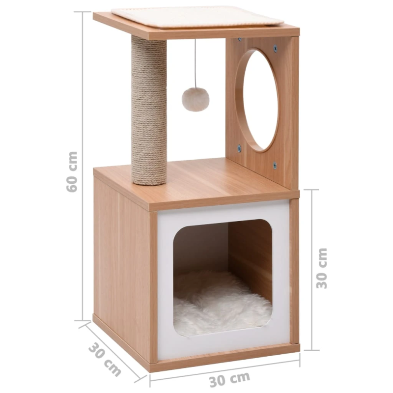 vidaXL kaķu māja ar sizala paklāju nagu asināšanai, 60 cm