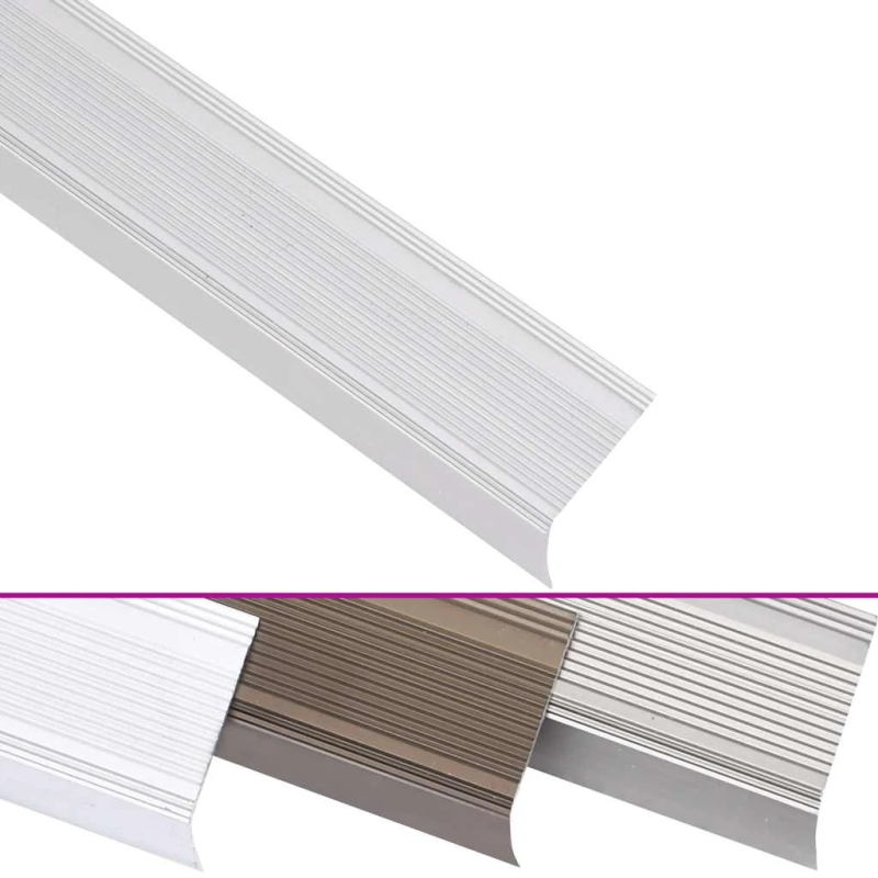 vidaXL kāpņu profili, 5 gb., L forma, 100 cm, sudraba krāsas alumīnijs