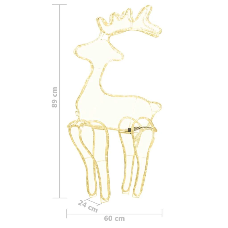vidaXL Ziemassvētku dekorācija, ziemeļbriedis, 306 LED, 60x24x89 cm