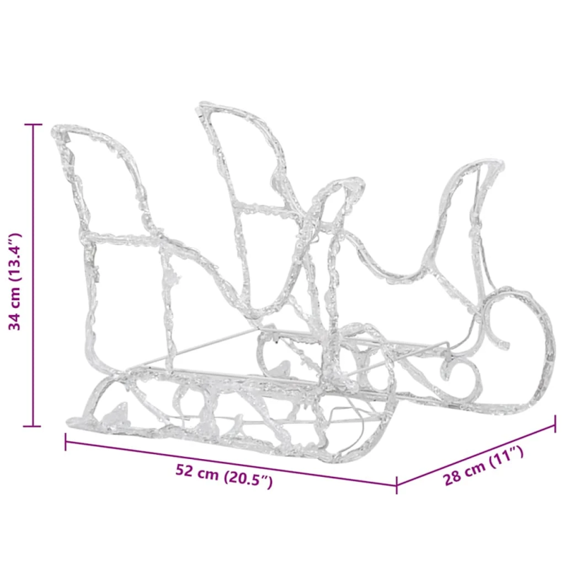 vidaXL Ziemassvētku dekorācija, ziemeļbrieži, kamanas, 160 LED, 130 cm