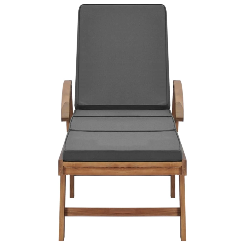 vidaXL sauļošanās zviļņi ar matračiem, pelēki, 2 gab., masīvs tīkkoks