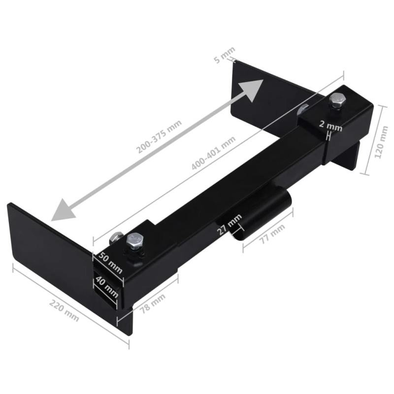 vidaXL sniega lāpstas adapteris zāles pļāvējam, melns