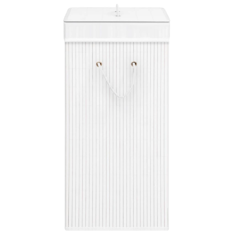 vidaXL veļas grozs ar 2 nodalījumiem, bambuss, balts, 72 L