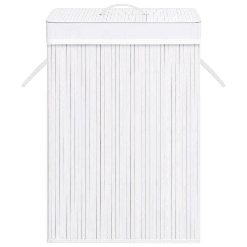 vidaXL veļas grozs ar 2 nodalījumiem, bambuss, balts, 72 L