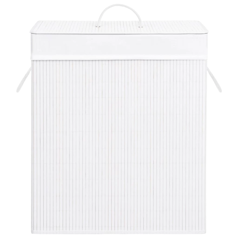 vidaXL veļas grozs ar 2 nodalījumiem, bambuss, balts, 100 L