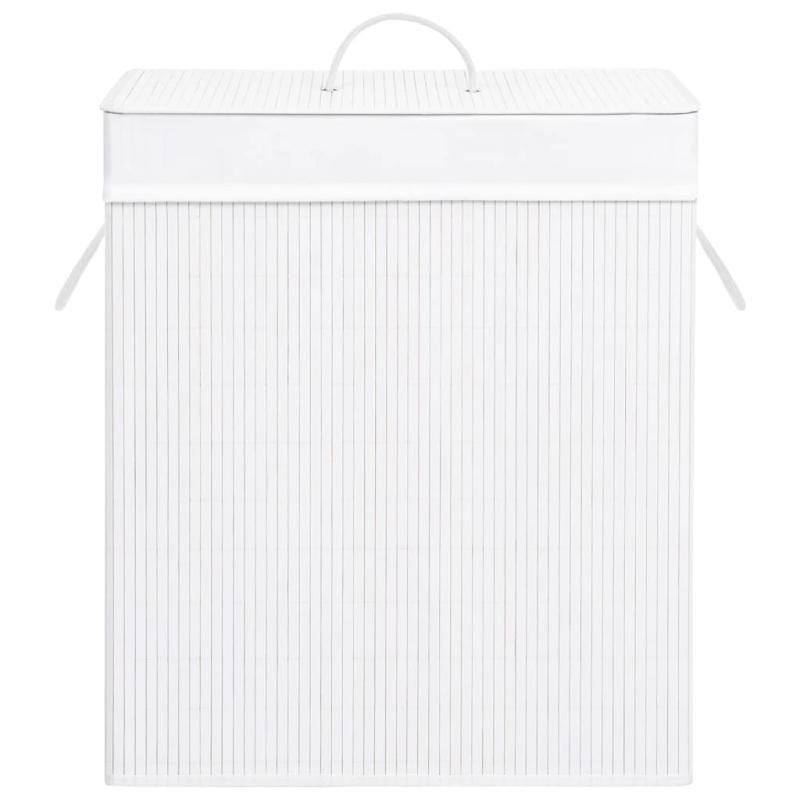 vidaXL veļas grozs ar 1 nodalījumu, bambuss, balts, 83 L