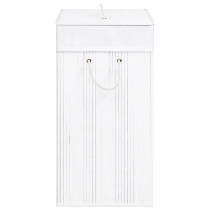 vidaXL veļas grozs ar 1 nodalījumu, bambuss, balts, 83 L