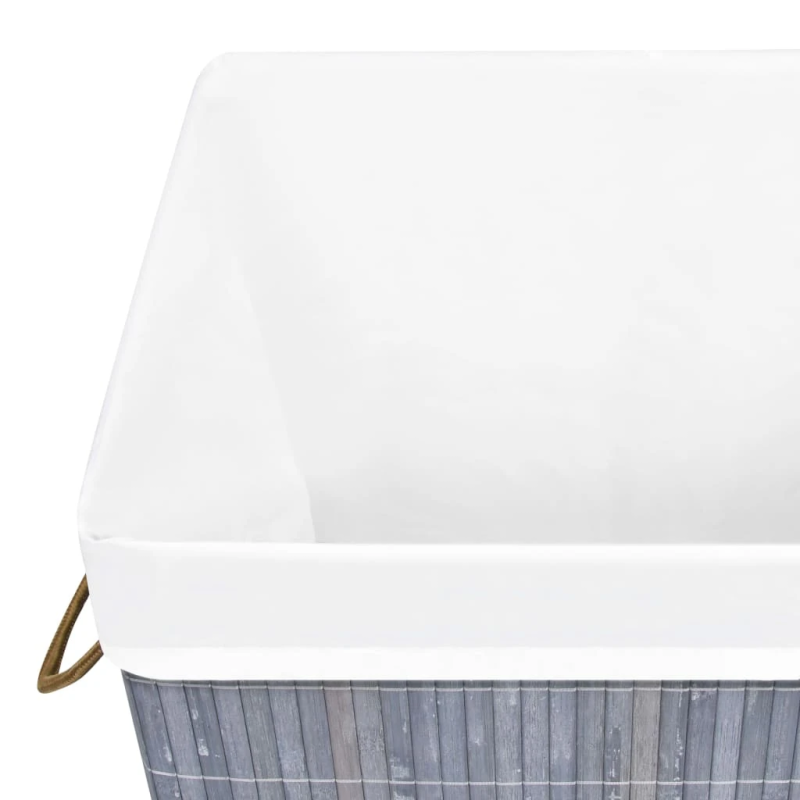 vidaXL veļas grozs ar 1 nodalījumu, bambuss, pelēks