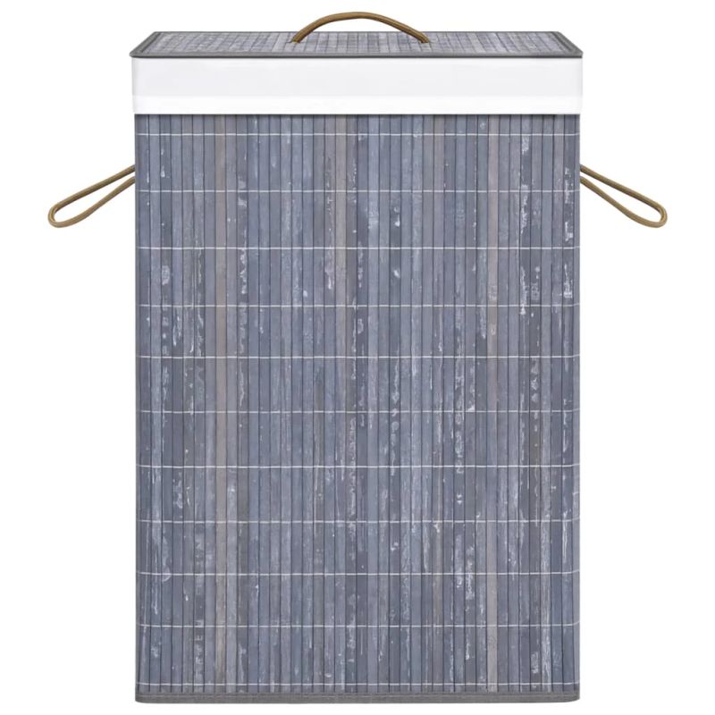 vidaXL veļas grozs ar 1 nodalījumu, bambuss, pelēks