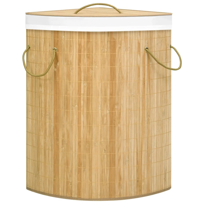 vidaXL stūra veļas grozs, bambuss, 60 L