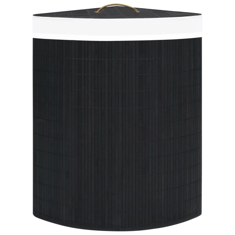 vidaXL stūra veļas grozs, melns, bambuss, 60 L