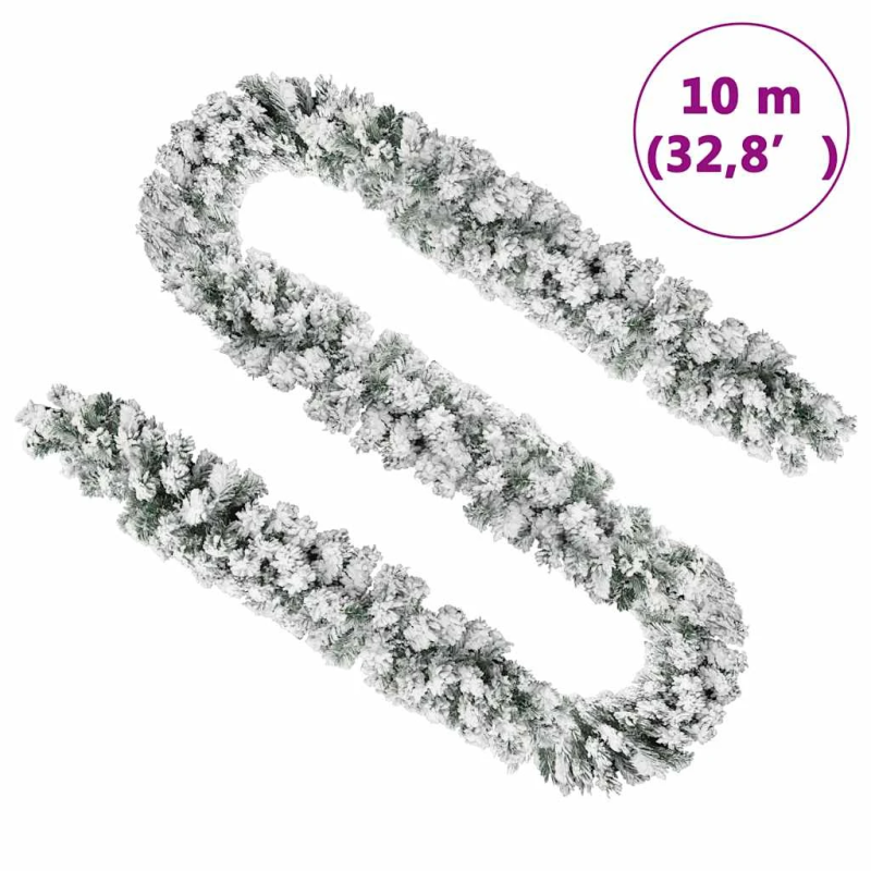 vidaXL Ziemassvētku vītne ar sniegu, zaļa, 10 m, PVC