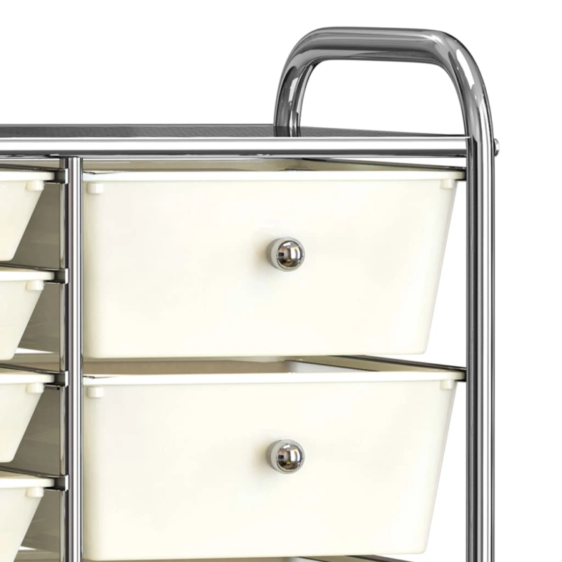 vidaXL XXL uzglabāšanas ratiņi, 15 atvilktnes, balta plastmasa