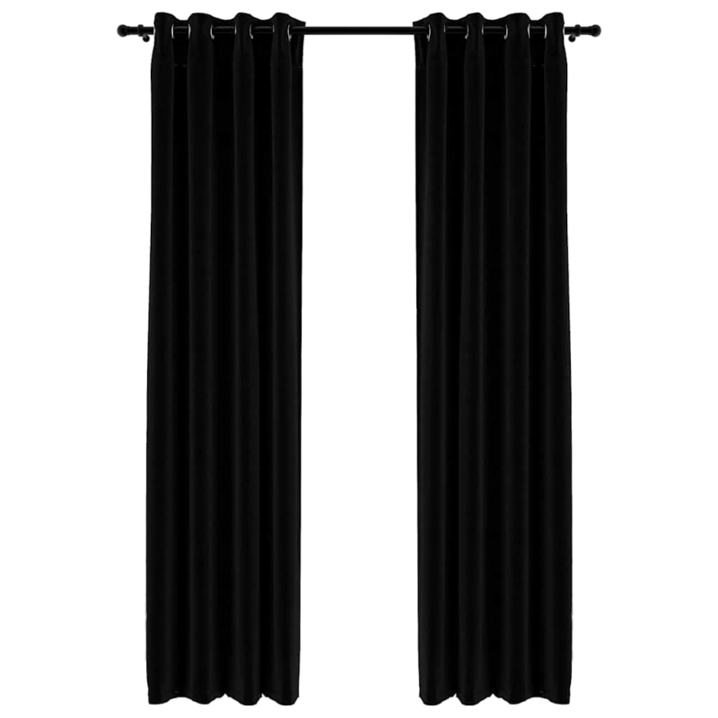 vidaXL biezie aizkari, 2 gab., 140x225 cm, linveida, melni