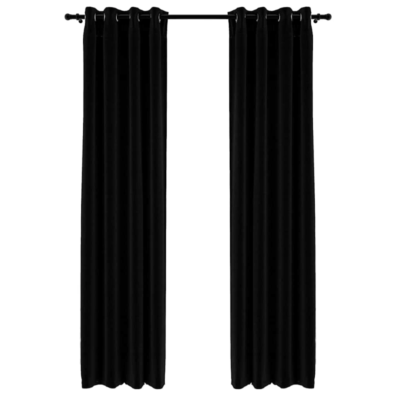 vidaXL biezie aizkari, 2 gab., 140x245 cm, linveida, melni