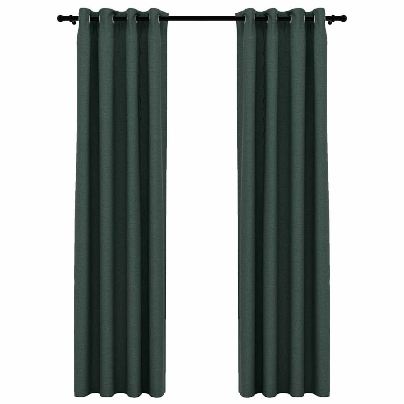 vidaXL biezie aizkari, 2 gab., 140x245 cm, linveida, zaļi