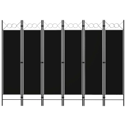 vidaXL 6-paneļu istabas aizslietnis, melns, 240x180 cm
