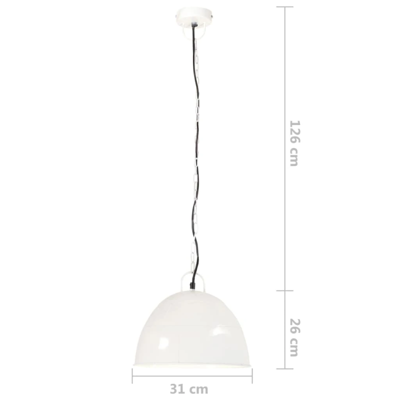 vidaXL griestu lampa, industriāls dizains, balta, 25 W, 31 cm, E27