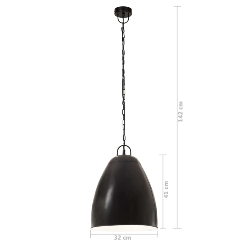 vidaXL griestu lampa, industriāls dizains, melna, 25 W, 32 cm, E27