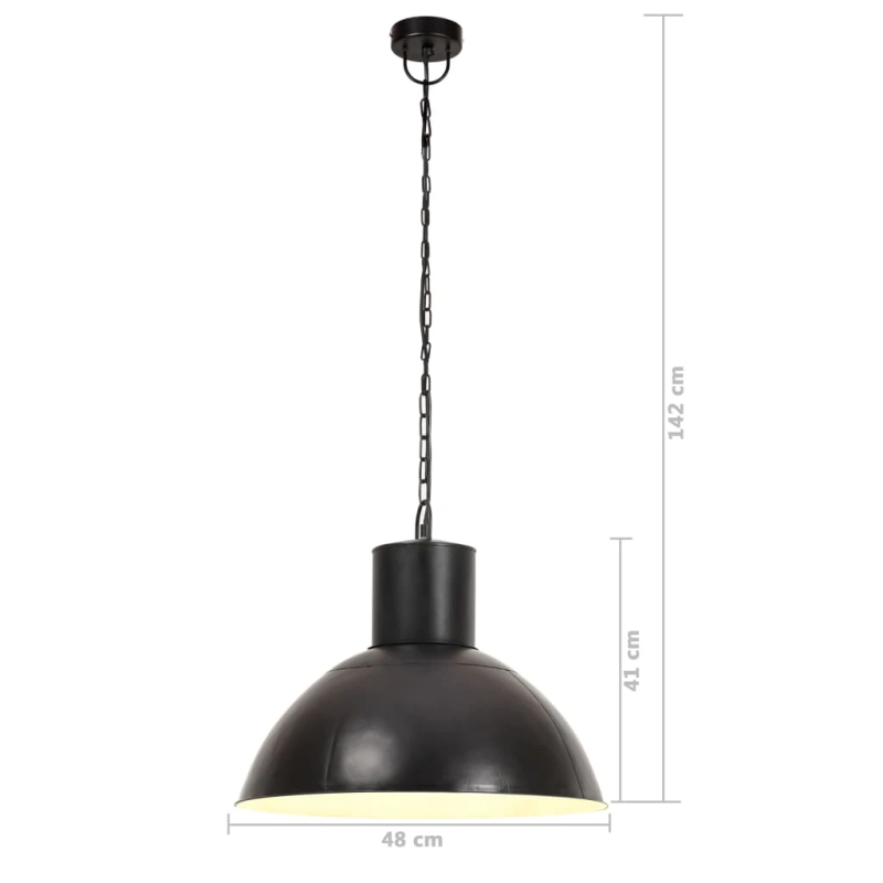 vidaXL griestu lampa, melna, apaļa, 25 W, 48 cm, E27