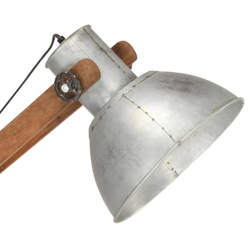 vidaXL Toršeras, sidabrinės spalvos, mango medienos masyvas, E27