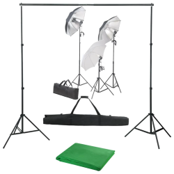 vidaXL fotostudijas komplekts, gaismas un fons