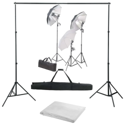 vidaXL fotostudijas komplekts, gaismas un fons