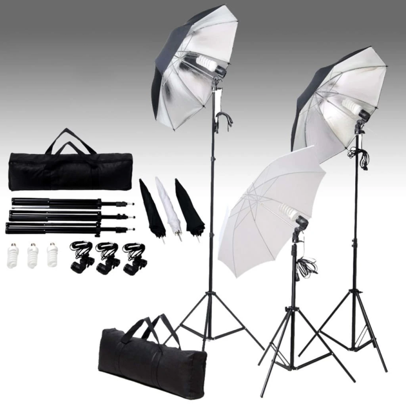 vidaXL fotostudijas komplekts, gaismas un fons