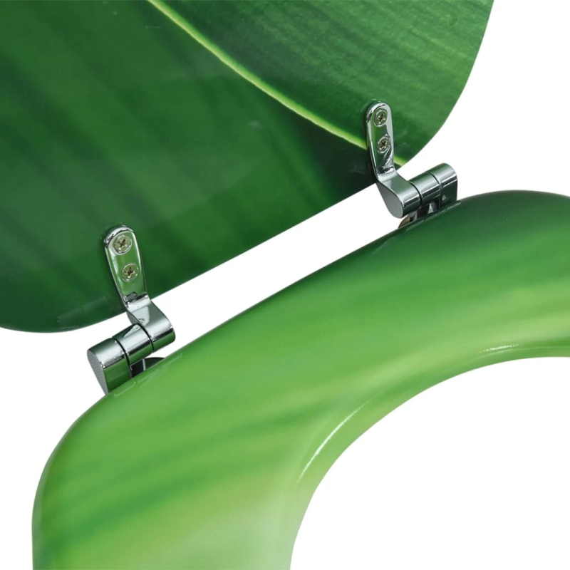 vidaXL tualetes poda sēdeklis ar vāku, MDF, zaļš, ūdens lāšu dizains