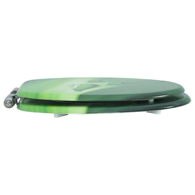 vidaXL tualetes poda sēdeklis, lēni aizverams, MDF, zaļš, ūdens lāses