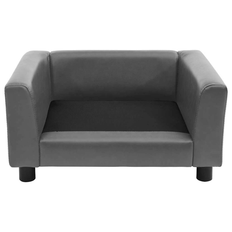 vidaXL suņu dīvāns, pelēks, 60x43x30 cm, plīšs, mākslīgā āda