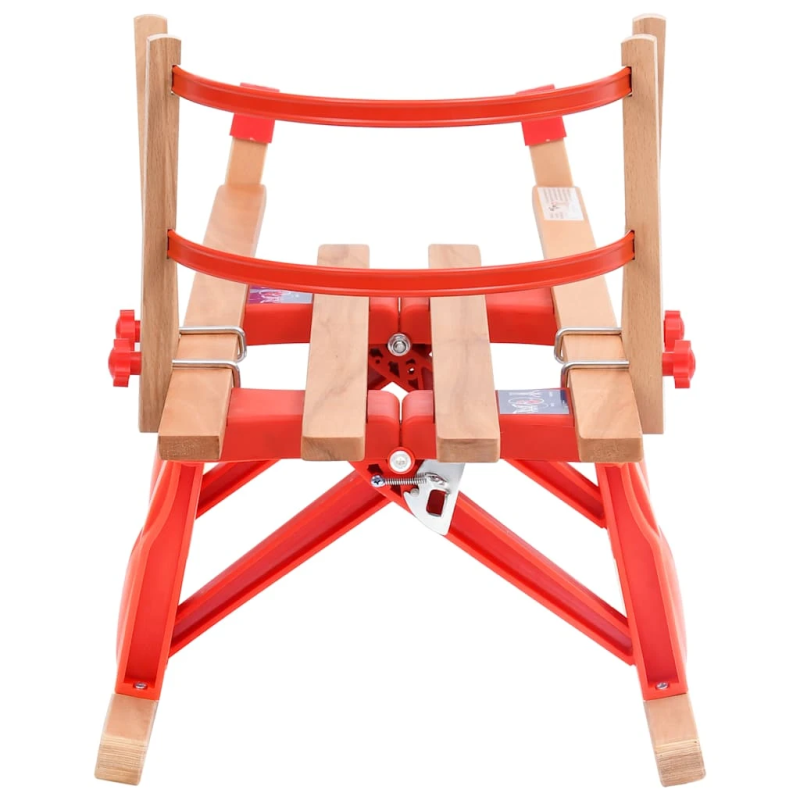 vidaXL bērnu sniega ragavas ar atzveltni, koks, 119 cm, salokāmas